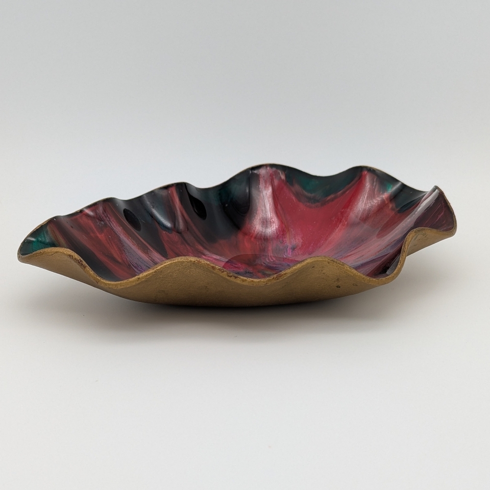 Seetusee Glassware Artful Home Accent or Trinket Dish Leather Back